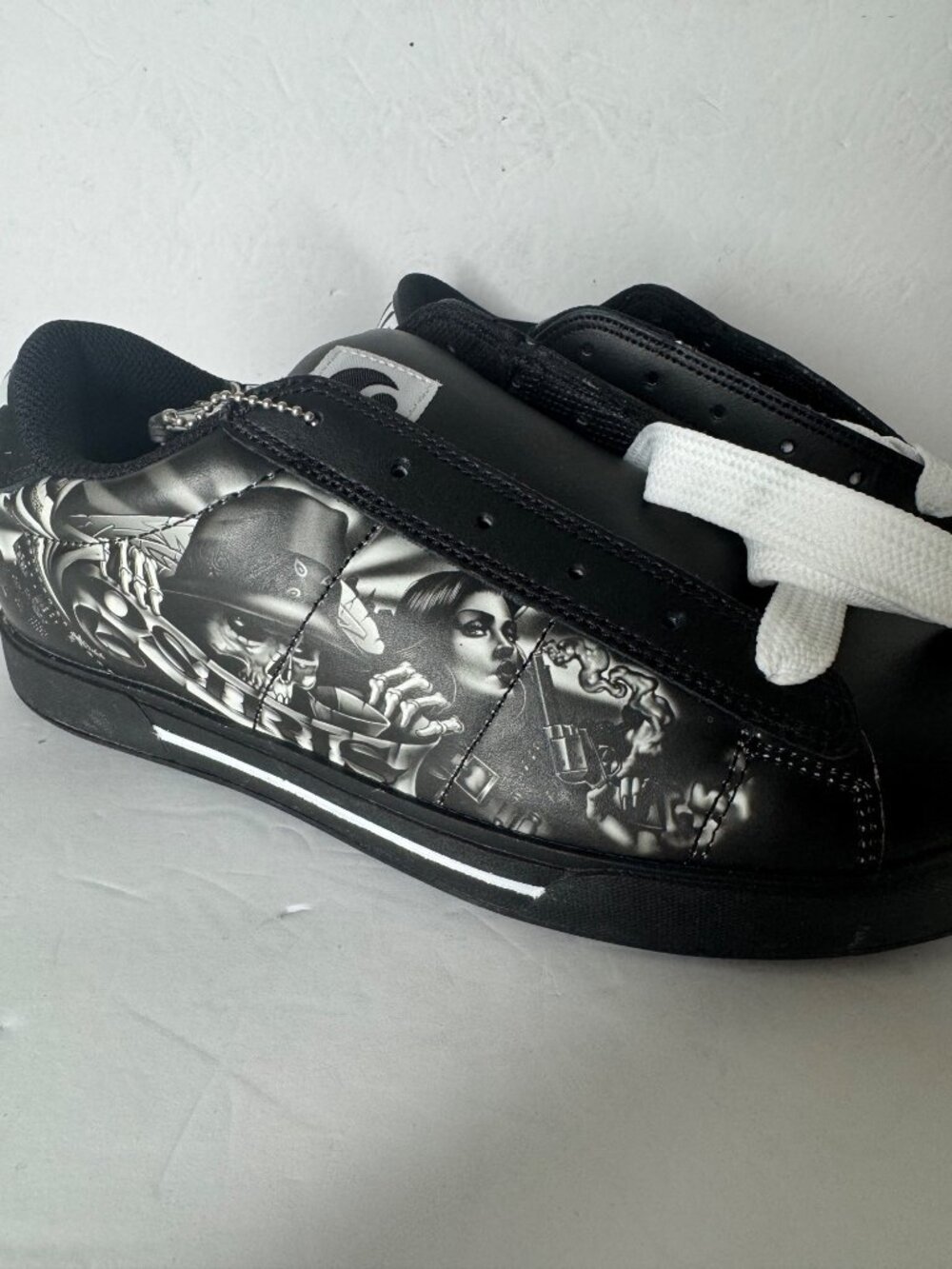 Osiris Serve Abel Y2K Skate Sneaker Tattoo Skull Pistol Black White US 9 EU 42 - Picture 5 of 11